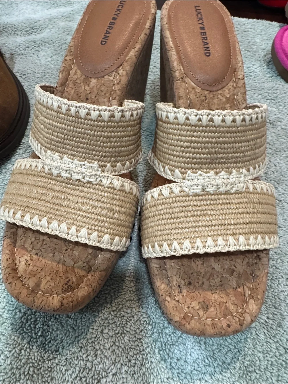 Lucky brand cork Wedge Slide Sandal - Natural size 11.